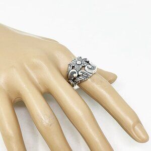 Carolyn Pollack Vintage 925 Sterling Silver Flower Motif Chunky Ring Size 9.75